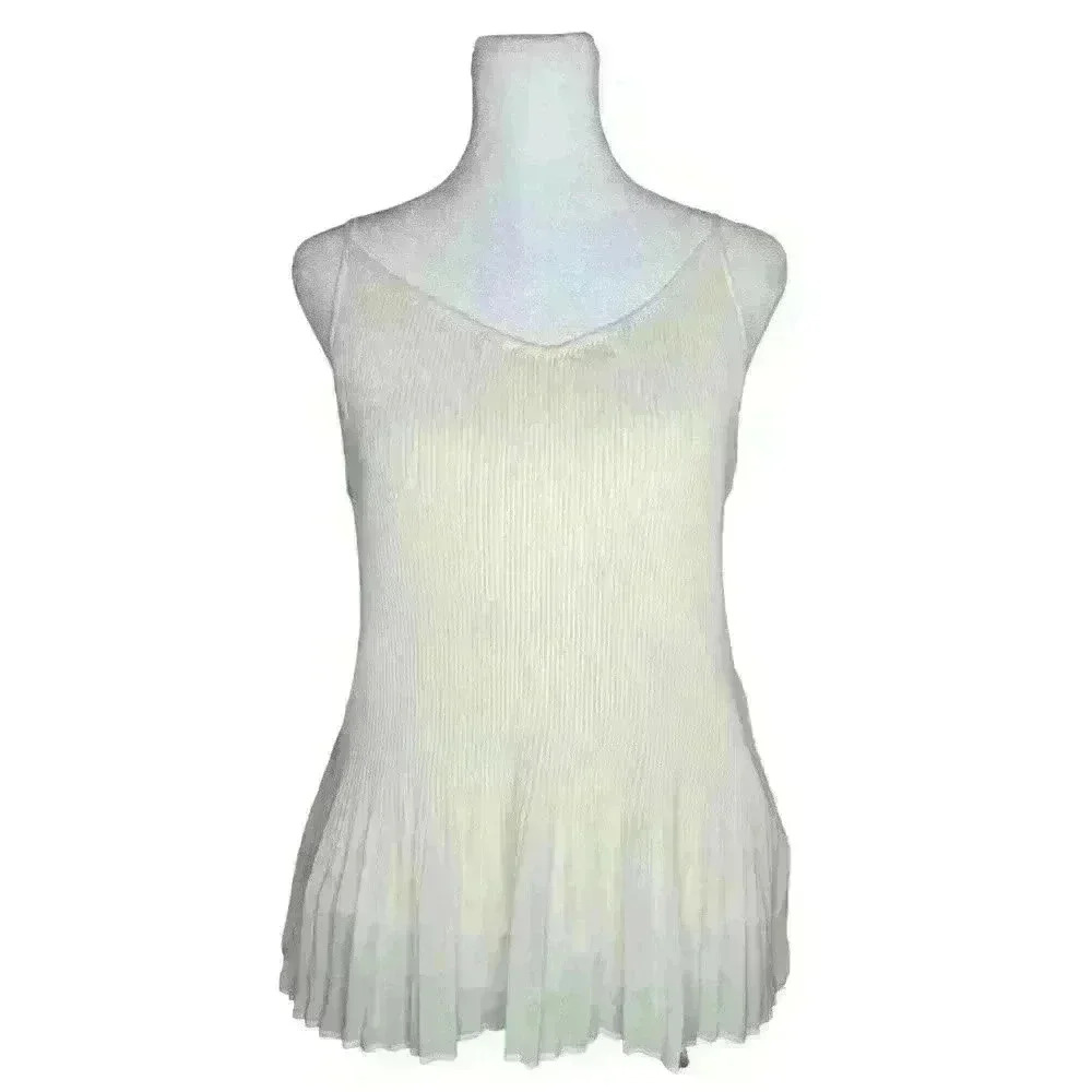 Banana Republic women's cream mixed media sleeveless blouse size XS